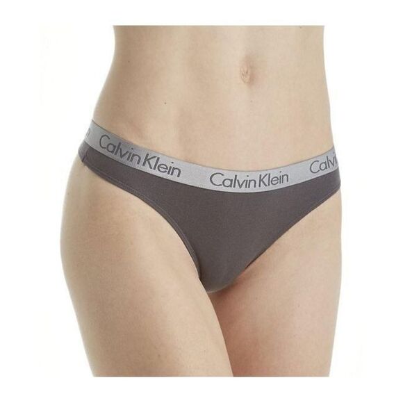 CALVIN KLEIN RADIANT COTTON THONG PANTIES Sz L WOMEN'S UNDERWEAR GRAY - Picture 1 of 2